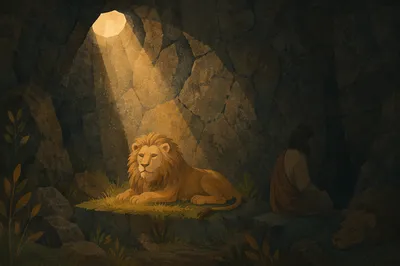 Peaceful Daniel in the Lions Den Night