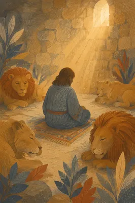 Peaceful Daniel in the Lions Den