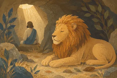 Peaceful Lion in Daniels Den