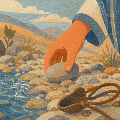 David Chooses a Sling Stone