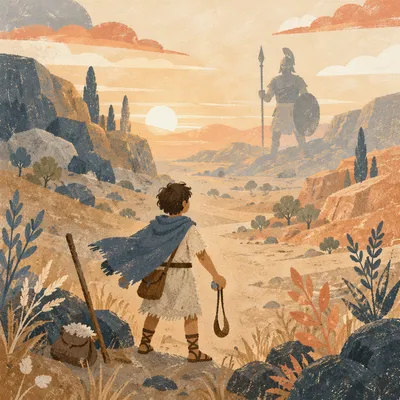 David Facing Goliath in Dawn Valley