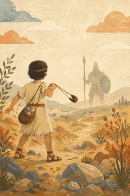 David Facing Goliath in Dawn Valley
