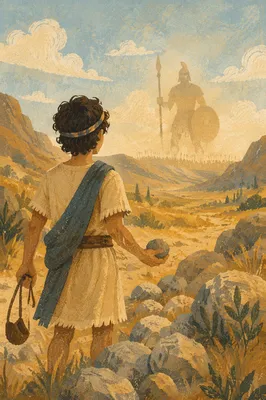David Facing Goliath in Dawn Valley