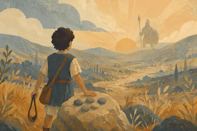 David Facing Goliath in Dawn Valley