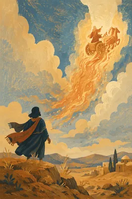 Elijah’s Fiery Chariot Ascending at Dawn