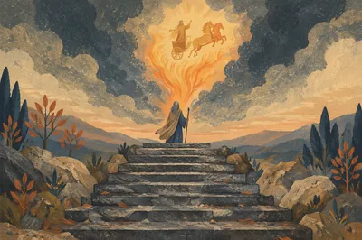 Elijah’s Fiery Chariot Ascends to Heaven