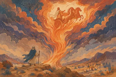 Elijahs Fiery Chariot Ascends at Dusk