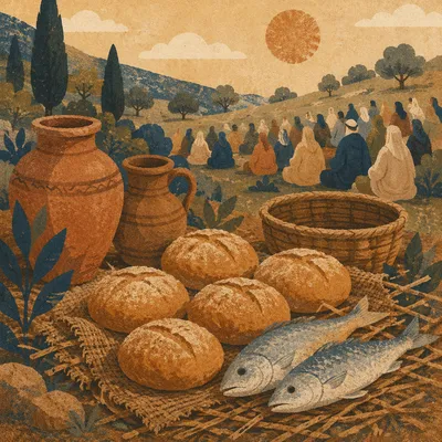 Five Loaves and Two Fish on Hillside