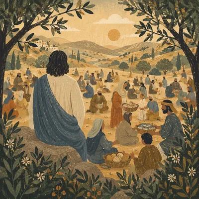 Feeding Five Thousand on Olive Hillside