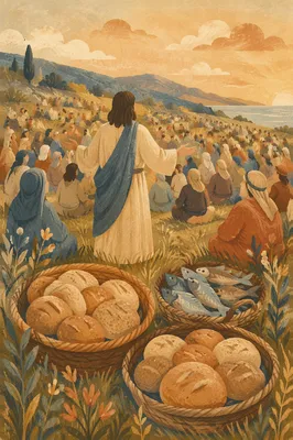 Feeding Five Thousand on Sunlit Hillside