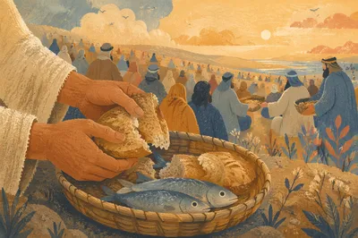 Feeding the Five Thousand on a Hillside