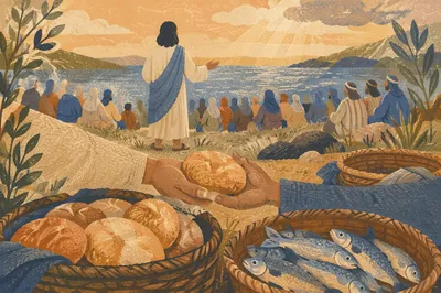 Loaves and Fish on the Hillside