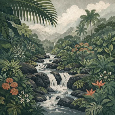 Eden River Through Lush Tropical Paradise