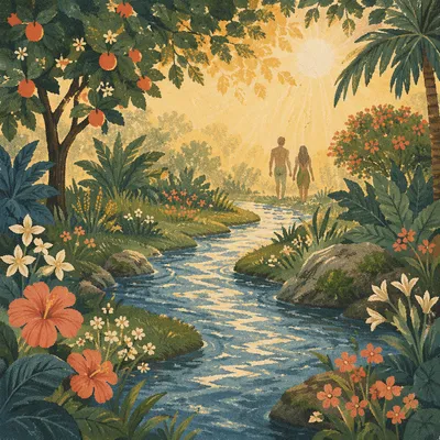 Garden of Eden River at Golden Sunrise