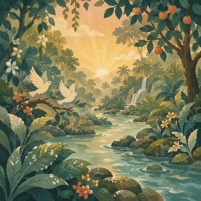 Lush Eden River at Golden Dawn