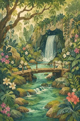 Eden River Garden with Rustic Footbridge