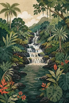 Lush Eden River and Sacred Waterfalls