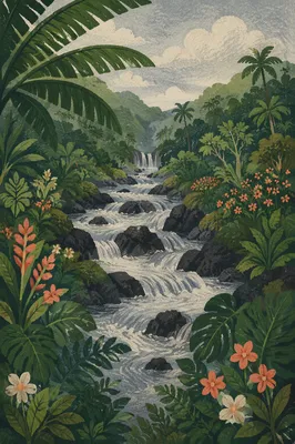 Lush Eden River Through Sacred Jungle