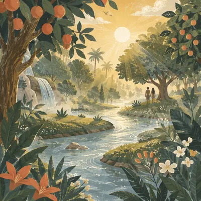 Garden of Eden Dawn River Paradise