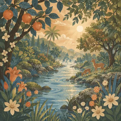 Lush Garden of Eden River Paradise