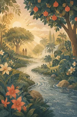Garden of Eden Dawn River Paradise
