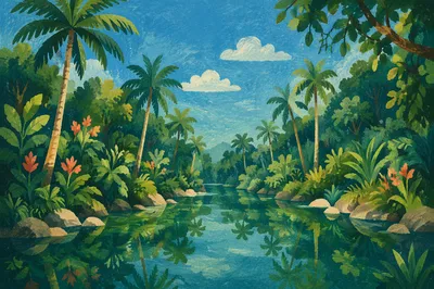 Lush Garden of Eden River Paradise