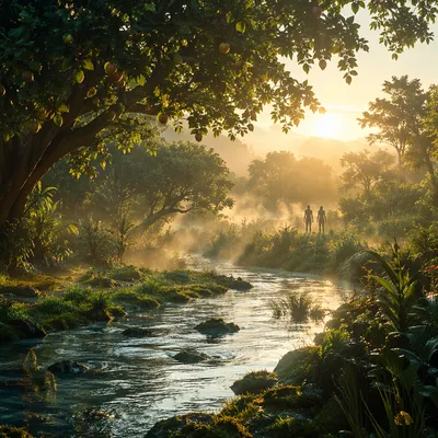 Garden of Eden Dawn River Paradise