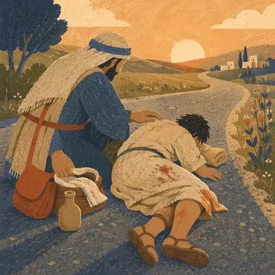 Good Samaritan Roadside Compassion Scene