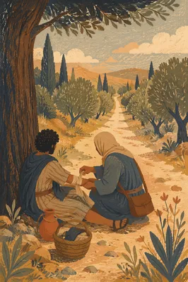 Good Samaritan Bandaging Wounded Traveler