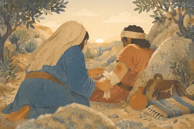 Good Samaritan Tending Wounded Traveler