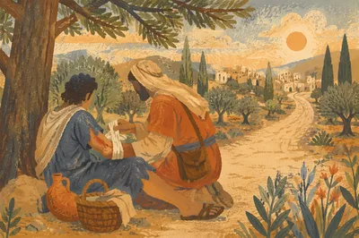 Good Samaritan Aiding Wounded Traveler