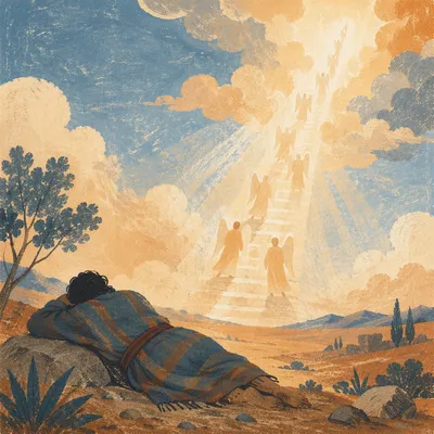 Jacob Dreams of Angels on Heavenly Ladder