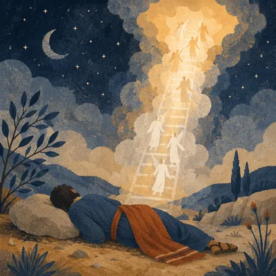 Jacob Dreams of Angels on Heavenly Ladder