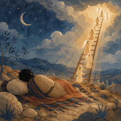 Jacob Dreams of Angels on Heavenly Ladder