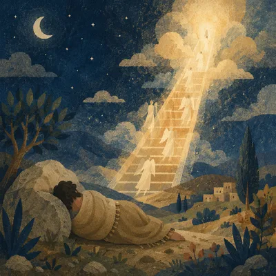 Jacob Dreams of Angels on Heavenly Ladder