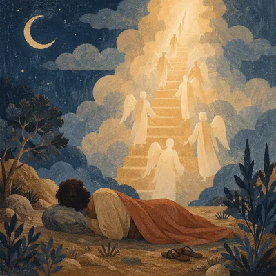Jacob’s Ladder Vision in Desert Dawn