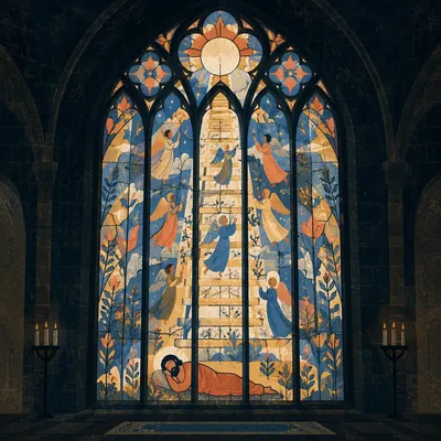 Jacob’s Ladder Angels in Stained Glass Chapel