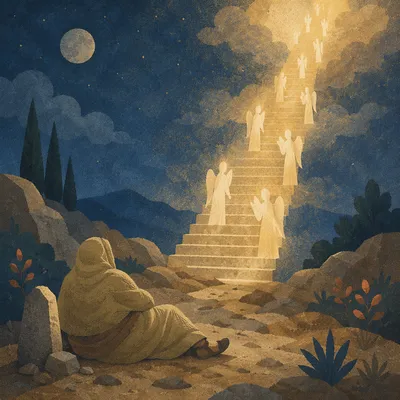 Jacob's Ladder Angels in Desert Night