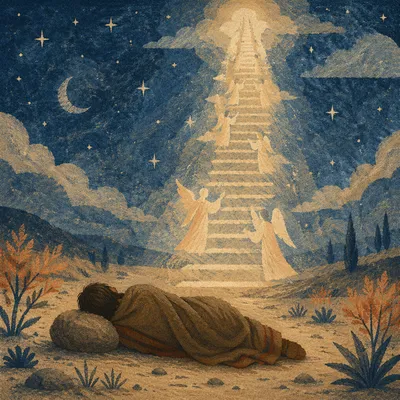Jacob’s Ladder Under a Starry Desert Sky