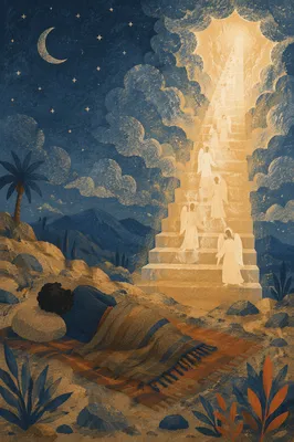 Jacob's Ladder Angels Under Starry Heaven