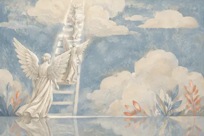 Jacob’s Ladder Angels in Clouded Heaven