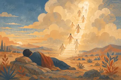 Jacob’s Ladder Beneath Dawn Clouds