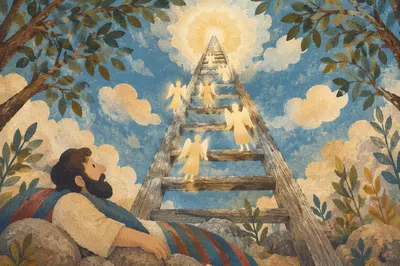 Jacob’s Ladder Angels Beneath Heavenly Sky