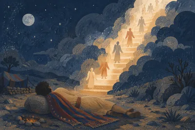 Jacob’s Ladder Under Starlit Desert Skies