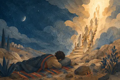 Jacob's Ladder at Predawn Desert Hillside