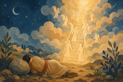 Jacob Dreams of Angels on Heavenly Ladder