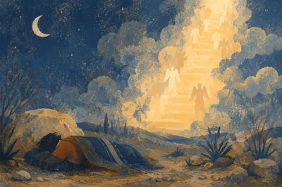 Jacob’s Ladder Dream with Angels at Night