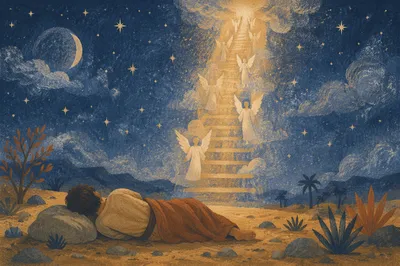 Jacob’s Ladder Angels Above Desert Night