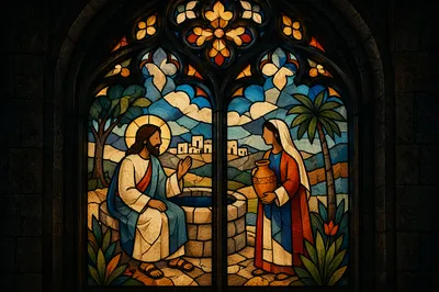 Jesus and Samaritan Woman Stained Glass