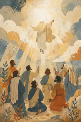 Jesus Ascending into Heaven at Dawn